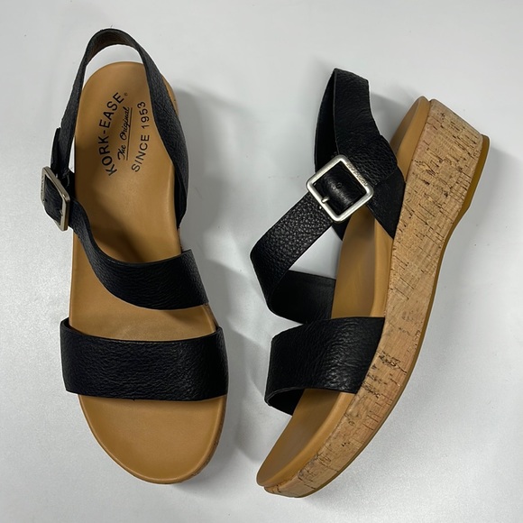 Kork-Ease Shoes - NEW Kork Ease Women's Minihan Black Cork & Leather Sandal Size 8M